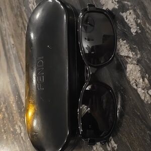 Fendi Glossy Black Sunglasses with Case Great Condition!